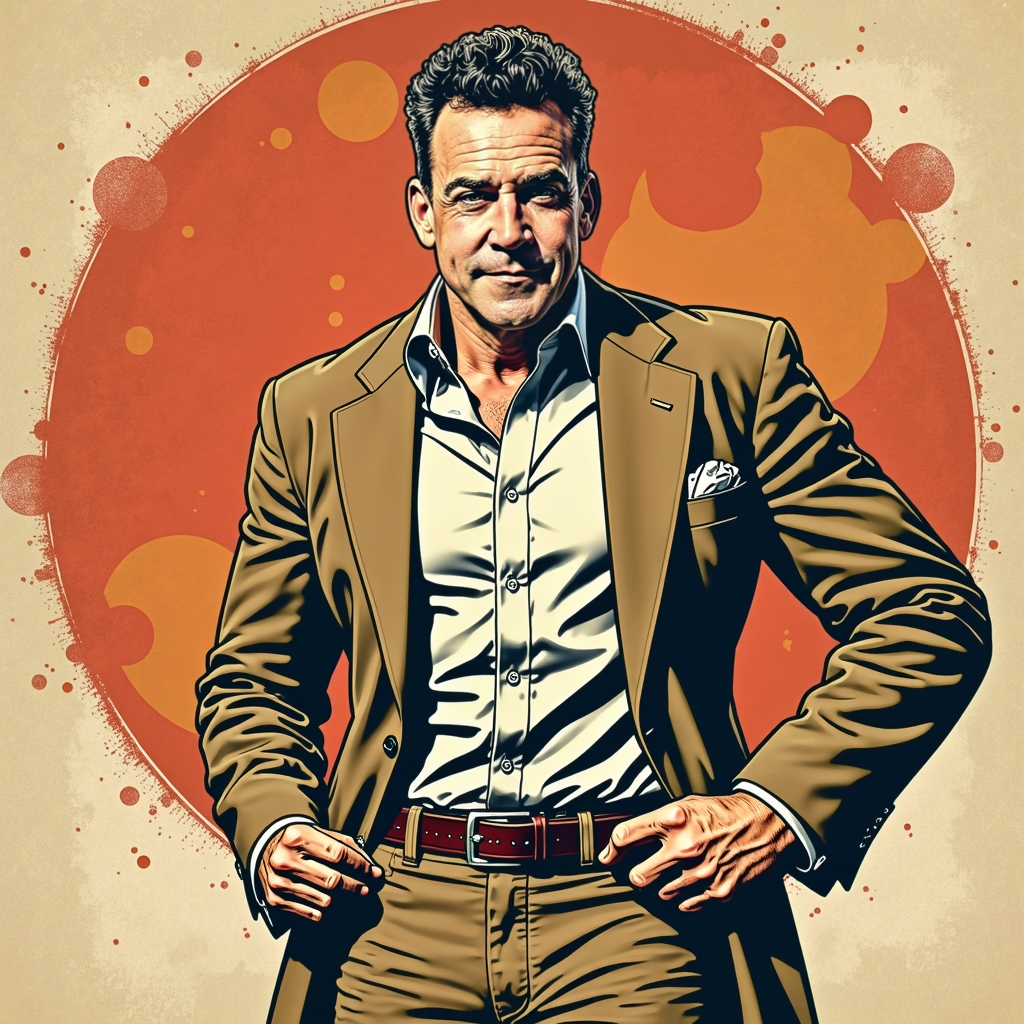 jon407 man illustrated in the style of a-FLUX TRAI